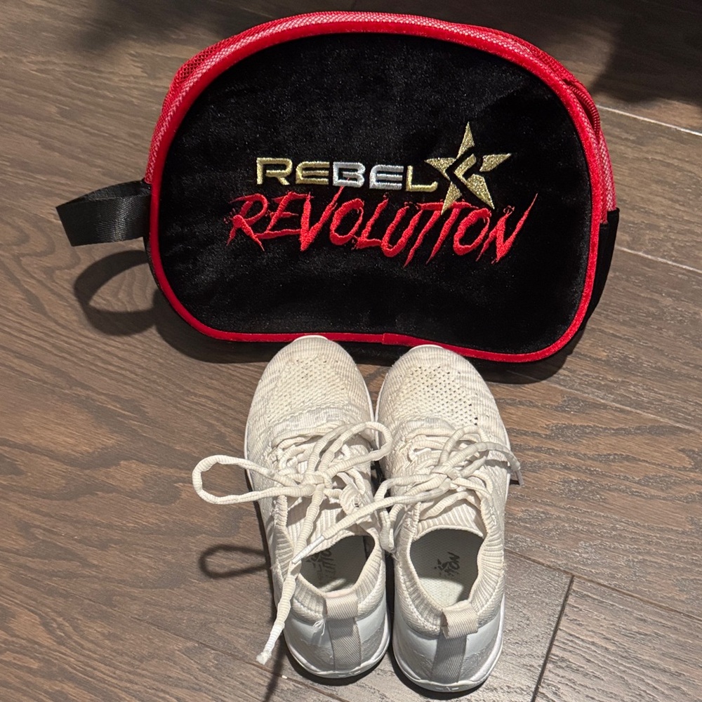 Rebel Revolution White Cheer Sneakers Red and Black Bag included